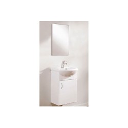 Kit tocador basic con espejo  y lavabo 42 x 25 color blanco brillante