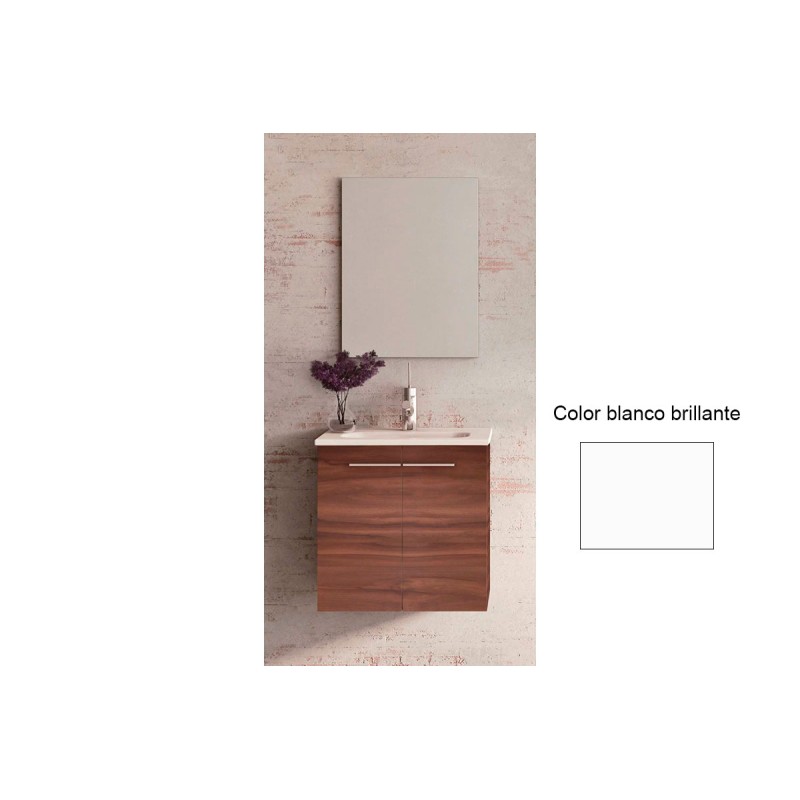 Kit tocador urban con espejo y lavabo 51 x 40 cm color blanco brillante