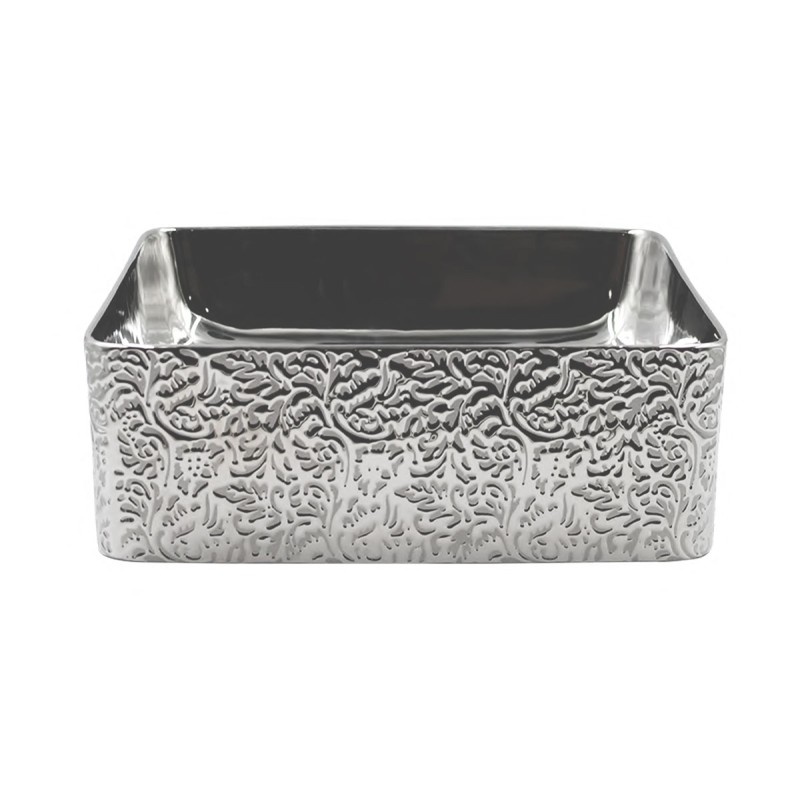 Lavabo de sobre poner Saona plata, 36.5 x 36.5 x 13.5 cm