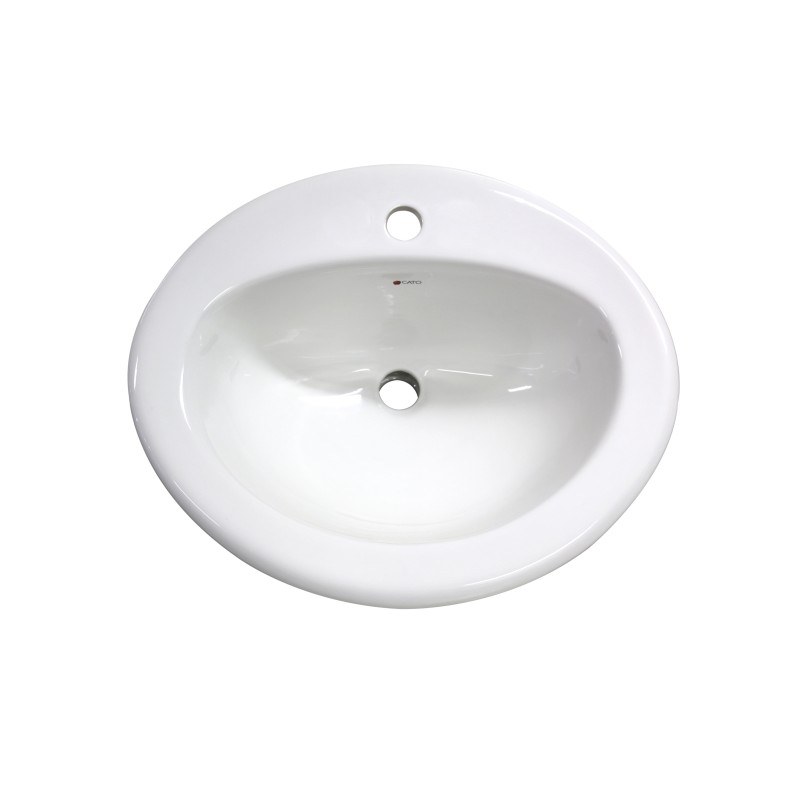 Lavabo de empotrar ovalado para monomando, color blanco