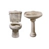 Paquete de baño Oxford Inodoro alargado y lavabo con pedestal color beige marmoleado