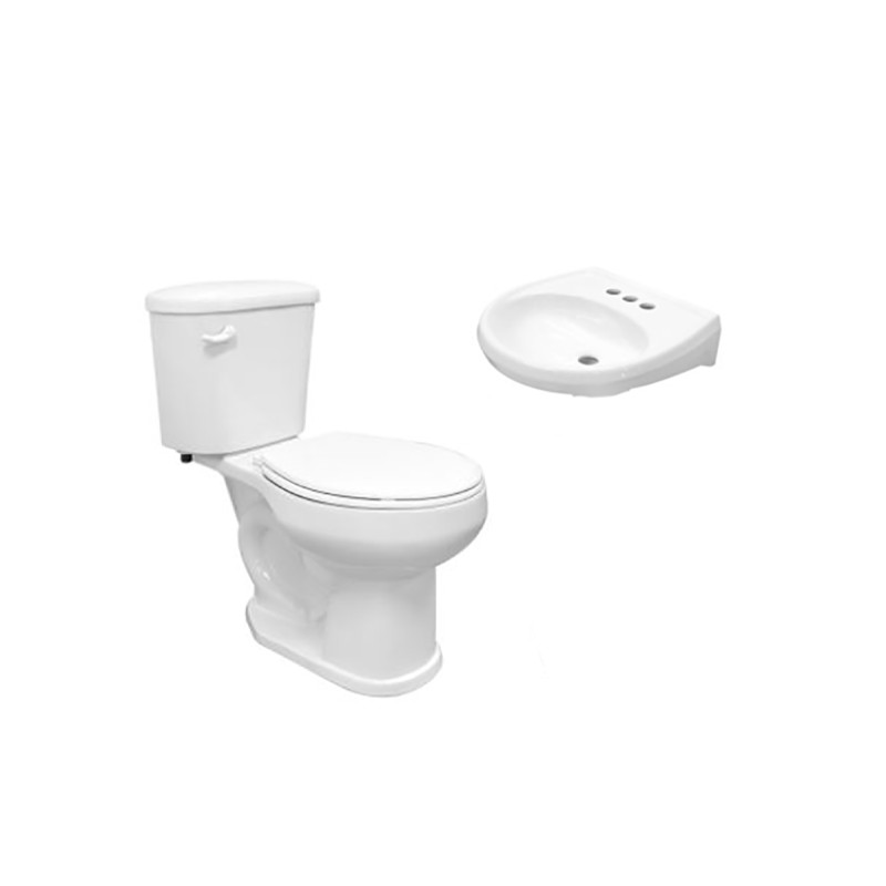 Paquete Tulipán con inodoro redondo y lavabo color blanco
