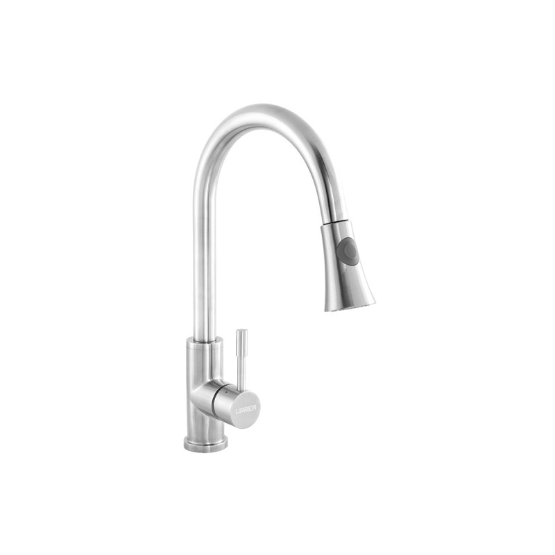 Monomando para cocina con nariz retráctil 9432INOX acabado en acero inoxidable
