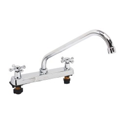 Mezcladora para fregadero con manerales de cruz de 8", modelo 2227, acabado en acero inoxidable