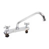 Mezcladora para fregadero con manerales de cruz de 8", modelo 2227, acabado en acero inoxidable