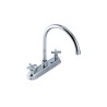 Mezcladora para fregadero con manerales de cruz de 8", modelo 2240MX, acero inoxidable