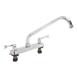 Mezcladora para fregadero con manerales de palanca de 8", modelo 2225, acabado en acero inoxidable