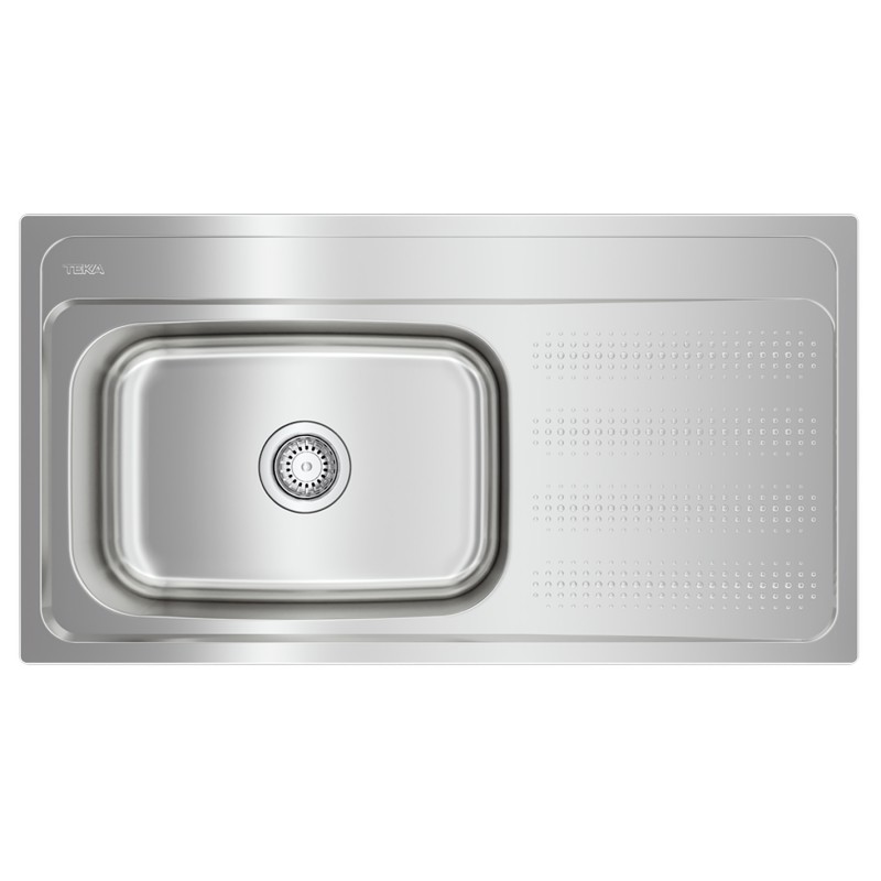 Tarja de acero inoxidable satinado lado derecho, 95 x 51 c m, 1 taladro (monomando)950T-XN