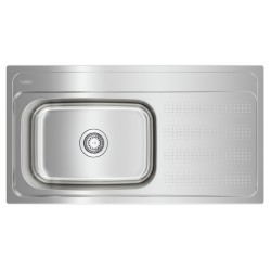 Tarja de acero inoxidable satinado lado derecho, 95 x 51 cm 3 taladros (para mezcladora)950T-XN