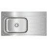 Tarja de acero inoxidable satinado lado derecho, 95 x 51 cm 3 taladros (para mezcladora)950T-XN