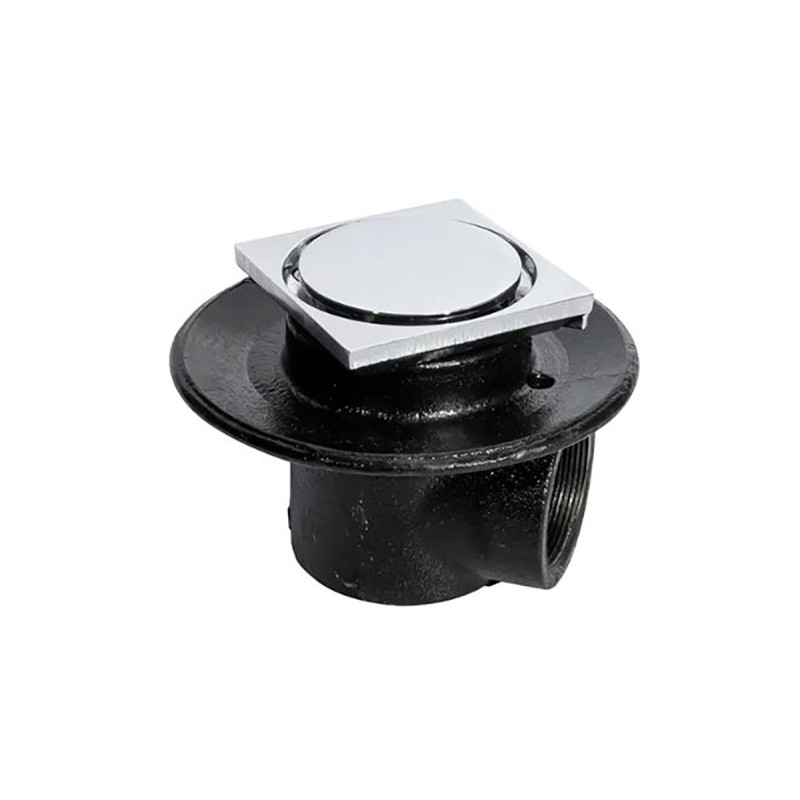 Coladera base cuadrada de una salida 22-CHL tapa redonda