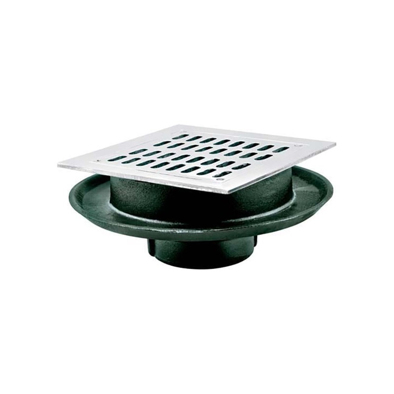 Coladera con rejilla de acero inoxidable cuadrada, con campana, 2584