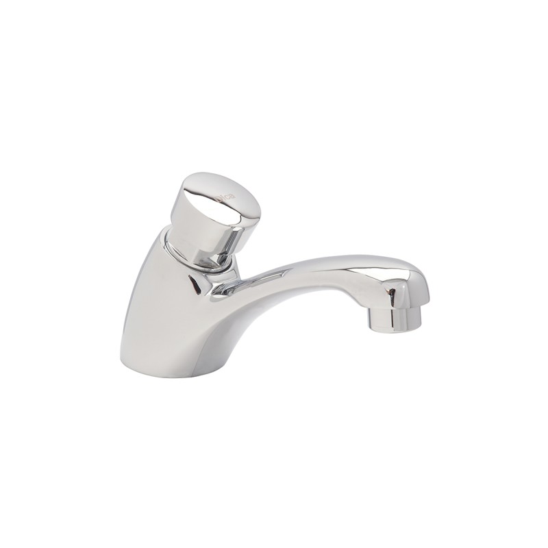 Llave individual temporizadora para lavabo con filtro acabado cromo