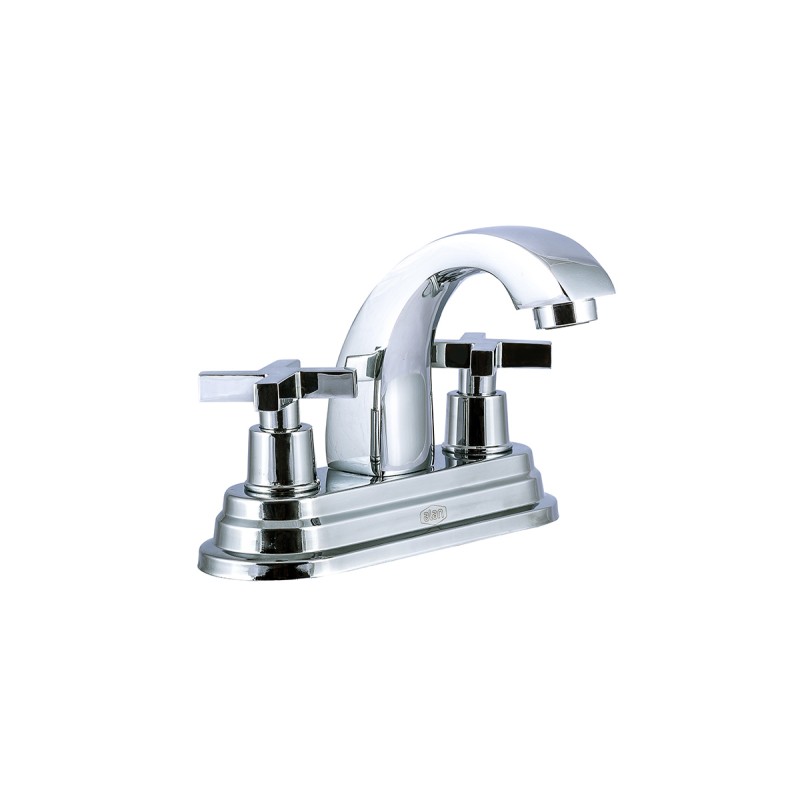 Mezcladora de 4" para lavabo con maneral de cruz cubierta de acero inoxidable