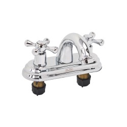 Mezcladora de 4" para lavabo con maneral de cruz cubierta de acero inoxidable